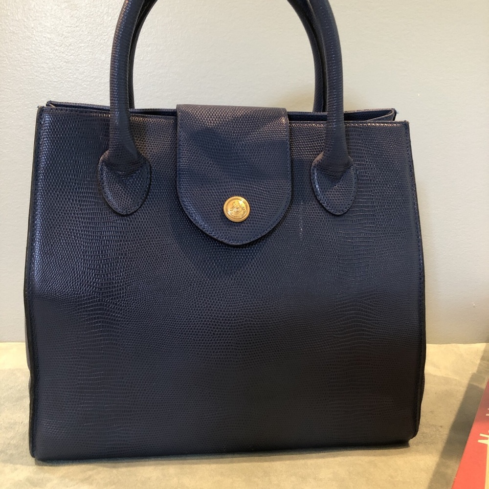 Didier LaMarthe blue embossed leather bag